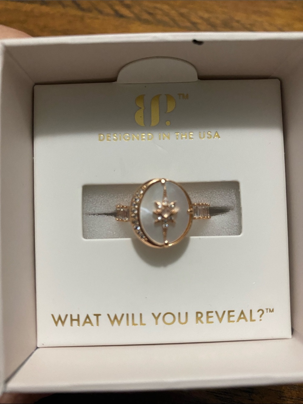 Bomb Party Halo Ring - Genuine Moonstone & Mother of Pearl - Rose Gold - 7